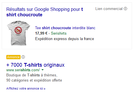 Tee-shirt choucroute Google Shopping