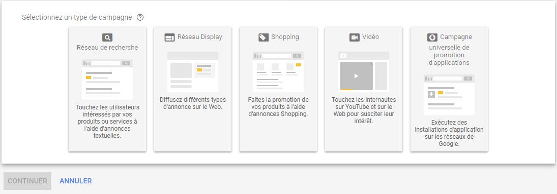 Campagne Search compte AdWords