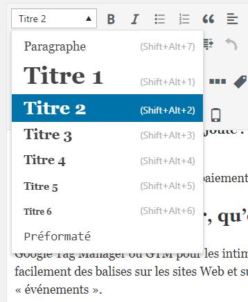 titres de niveau wordpress cms