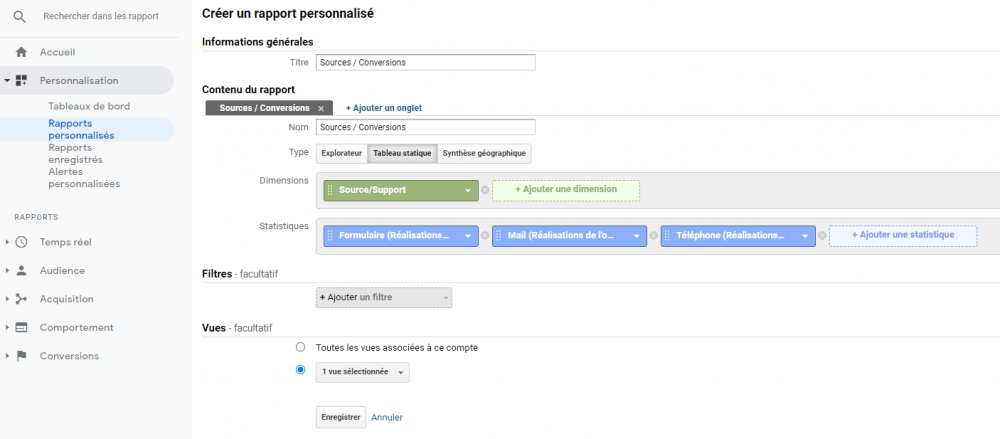 tableau personnalisé google analytics