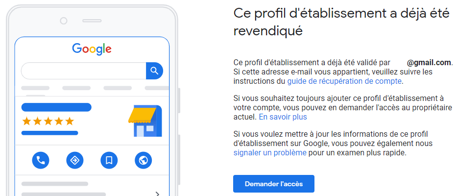 Récupérer fiche google my business