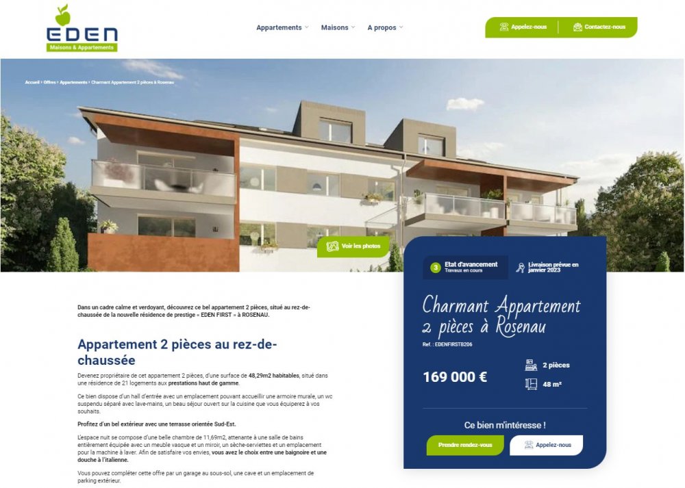 offre appartement site web rédaction contenu