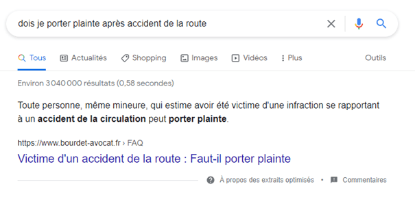 page faq en position 0 google